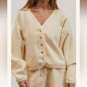 DONNI. Eco-Fleece Cardi in color Creme Size XS